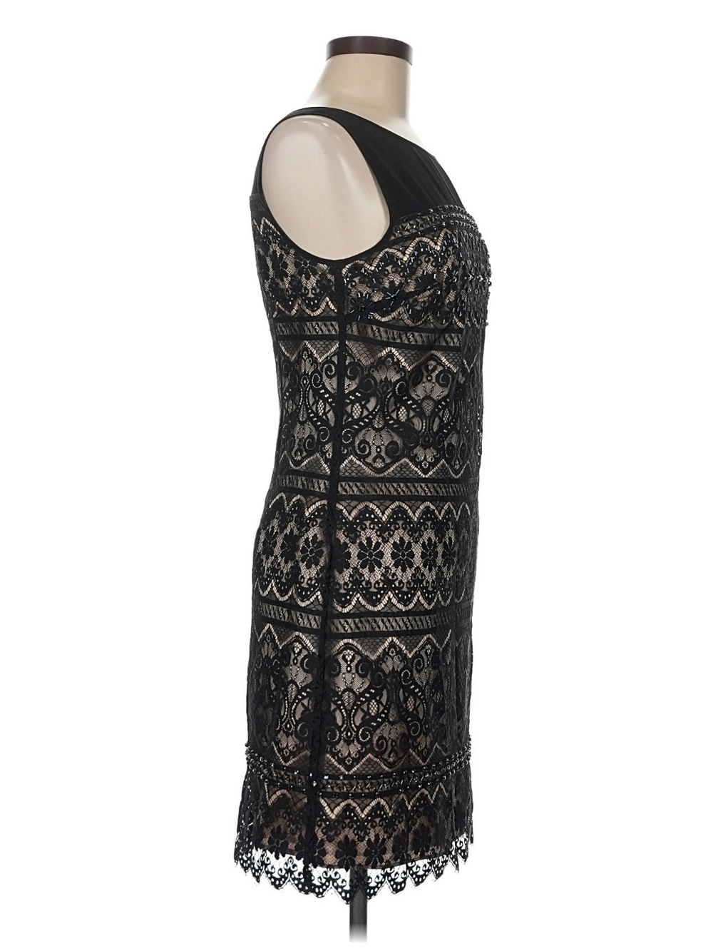 Laundry By Shelli Segal Black Lace Overlay Dress with Nude Underlay - Picture 3 of 14